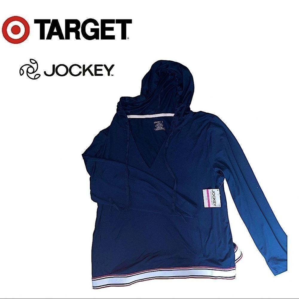 🆕NWT Jockey Sleep Cropped Blue Hoodie Size Large